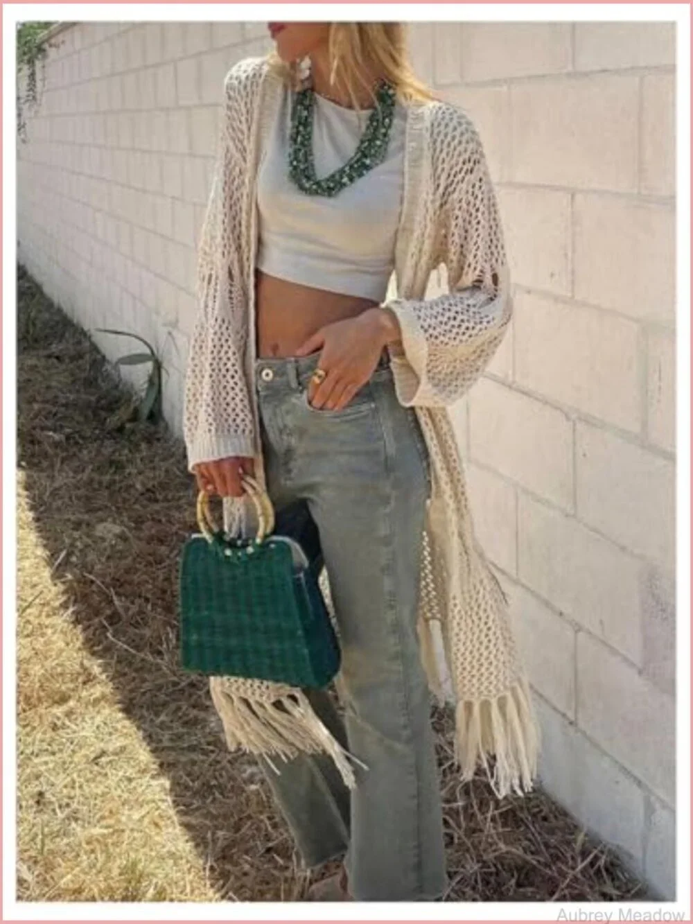 Crochet Cardigan Sweaters Oversized Long Duster Open Front Fringe Lightweight